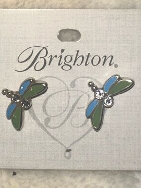 Brighton Blue and Green Dragonfly Stud Earrings